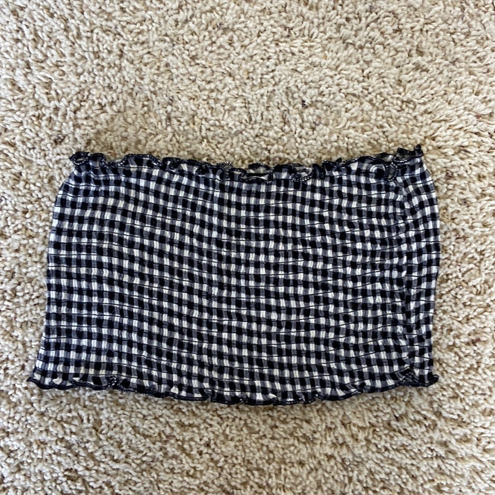 Black plaid bandeau top